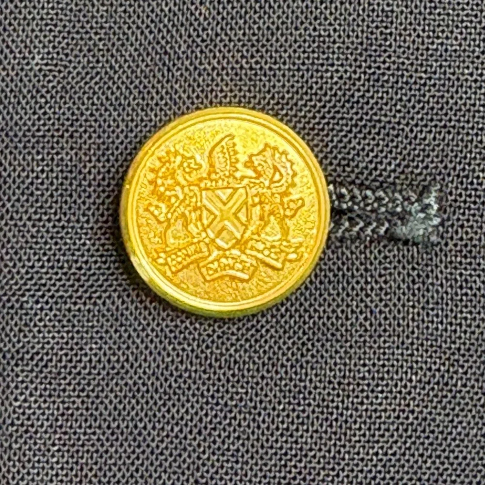 Vintage Evan-Picone Navy Blue Blazer 100% Pure Wool Gold Crest Button Rich's 48L